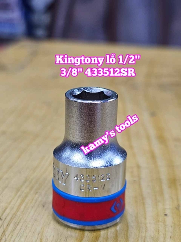 Đầu tuýp trắng 6 cạnh lỗ 1/2 inch cỡ 3/8 inch Kingtony 433512SR