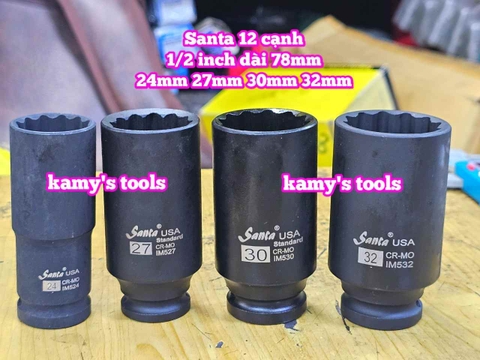 Tuýp 1/2 inch đen dài BÔNG 12 cạnh dài 78mm Santa 23mm 24mm 27mm 30mm 32mm IM523 IM524 IM527 IM530 IM532