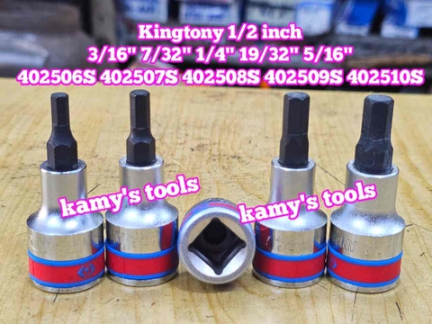 Tuýp lú đầu lục giác lỗ 1/2 inch Kingtony cỡ 3/16 7/32 1/4 19/32 5/16 inch 402506S 402507S 402508S 402509S 402510S