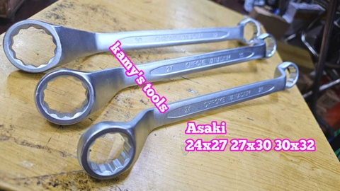 Cờ lê 2 đầu vòng Asaki 24x27 27x30 30x32 model AK-7488 AK-7489 AK-7490 hai đầu vòng