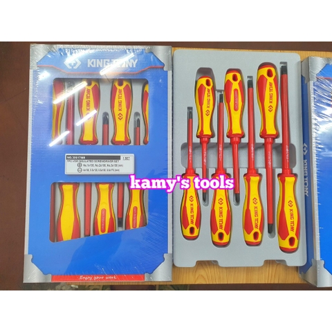 Bộ tua vít 7 cái cách điện 1000V hệ mét Kingtony 30617MR, tô vít cách điện