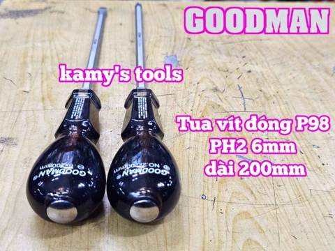 Tua vít đóng Goodman bake PH2 dẹp 6mm dài 200mm P98+6x200 P98-6x200