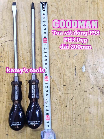 Tua vít đóng Goodman bake PH3 dẹp 8mm dài 200mm P98+8x200 P98-8x200