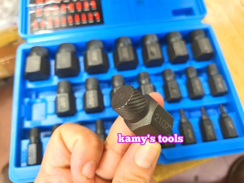 Bộ tuýp khẩu tháo mở lấy ốc hỏng trờn ren ốc vít gãy 25 chi tiết kamytools
