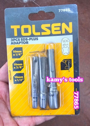77865 Bộ 3 đầu chuyển khoan đuôi chuôi chân gài 4 rãnh sds plus sang bắn tháo mở bulong tuýp 1/4 3/8 1/2 inch Tolsen