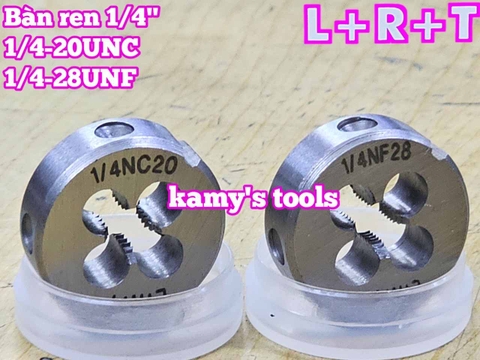 Bàn ren tạo ren ngoài 1/4 inch (6.35mm) bước ren thô và mịn 1/4-20 UNC 1/4-28 UNF L+R+T LRT-431420C LRT-431428F