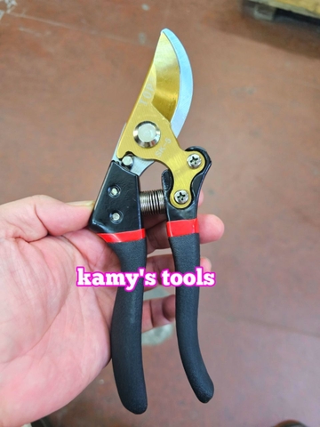 Kéo cắt cành cây trợ lực thép SK-5 lưỡi vàng dài 215mm