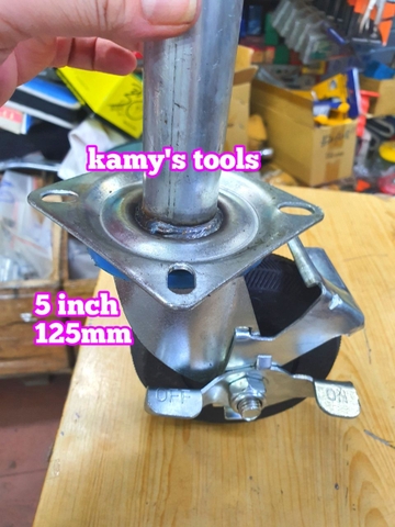 Bánh xe giàn giáo có khóa bánh cao su đặc 5 inch 125mm xoay 360 độ