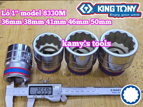 Đầu tuýp 1 inch trắng 36mm 38mm 41mm 46mm Kingtony 833036M 833038M 833041M 833046M 833050M