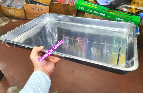 Khay inox hình chữ Nhật inox 304 đựng dụng cụ đồ nghề, thực phẩm thức ăn 600x400x50mm