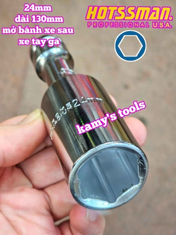 Tuýp tháo mở ốc bánh xe sau xe tay ga 24mm dài 130mm Hotssman HSM-221324