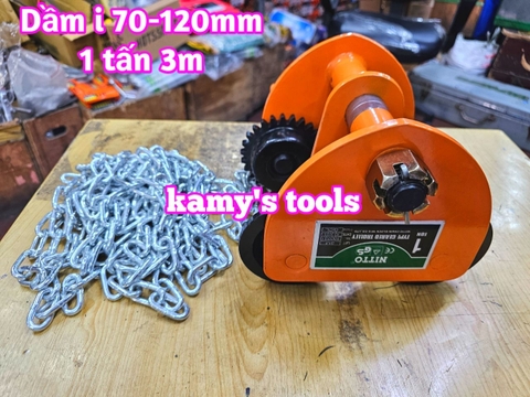 1 tấn 3m Rùa kéo pa lăng Nitto chạy dầm I 70mm-120mm GCL-1