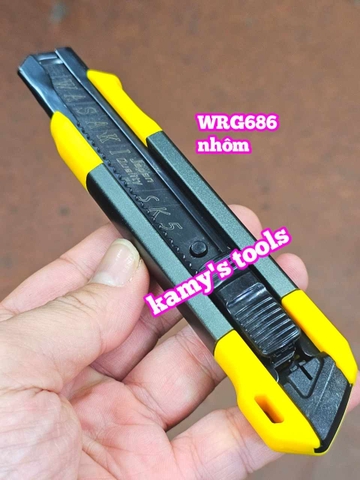 Dao rọc giấy dao rọc cáp lưỡi thép SK-5 bản 18mm dài 163mm Wasaki WRG682 và WR686