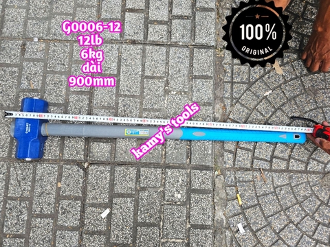 Búa thép đầu lục giác cán cao su 6kg 12LB C-mart model G0006-12 dài 900mm