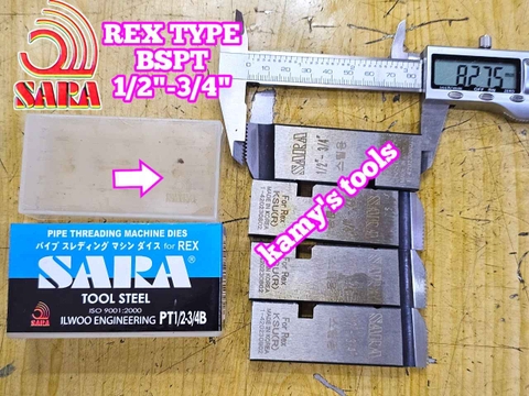 Dao tiện ren ống sắt tráng kẽm Rex hiệu Sara 1/2”-3/4” (21-27mm) hệ ren BSPT