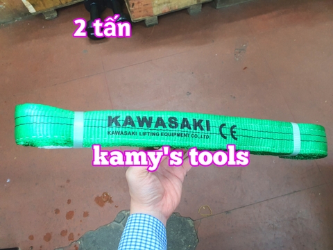 Dây cáp vải cẩu hàng bản dẹp 2 tấn, Hệ số 5:1, dài 1m-10m