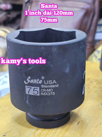 Đầu tuýp 1 inch đen dài 120mm lục giác Santa thép Cr-mo 55mm 60mm 65mm 70mm 75mm 80mm IMX360 IMX365 IMX370 IMX375 IMX380