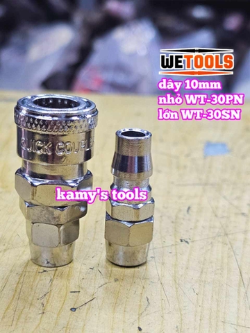 Bộ nối nhanh hơi khí nén dùng cho dây hơi 10mm 30SN 30PN Wetools WT-30SN WT-30PN