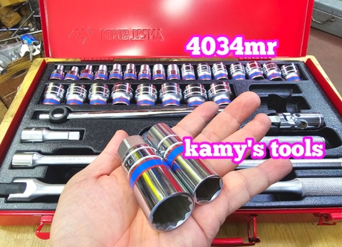 4034MR bộ tuýp 1/2 inch 12 cạnh Kingtony 33 chi tiết hệ mét 8mm-30mm