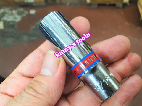 Đầu tuýp khẩu hệ inch trắng dài 63mm 12 cạnh 3/8 inch Kingtony 1/4 5/16 3/8 7/16 1/2 9/16 5/8 11/16 model 3230S