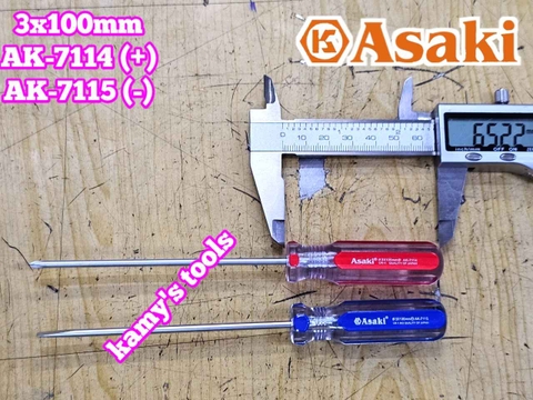 Tua vít bake dẹp 3mm dài 100mm 3x100mm Asaki AK-7114 AK-7115