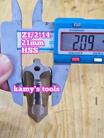 Taro ống rắc co 21mm răng côn HSS Shanghai Z1/2-14