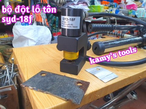 Dụng cụ đột lỗ tôn thủy lực đục lỗ thang máng cáp máng điên SYD-18F 6mm-18mm họng sâu 40mm