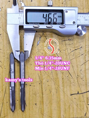 Bộ taro hệ inch tạo ren trong 1/4 inch (6.35mm) Shanghai bước ren thô và mịn 1/4-20 UNC 1/4-28 UNF