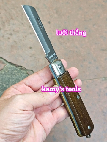 Dao tuốt dây điện, rọc cáp thợ điện, gọt vỏ dây điện, xếp gấp gọn lưỡi cong lưỡi thẳng Wetools EK-7203B và EK-7203A