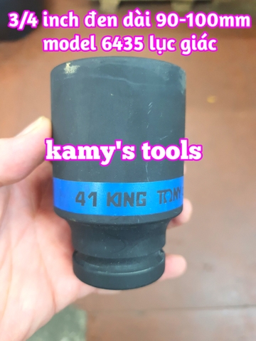 Đầu tuýp đầu khẩu đen dài lục giác dài 90mm Kingtony lỗ 3/4 inch 36mm 38mm 40mm 41mm 643536M, 643538M, 643540M, 643541M