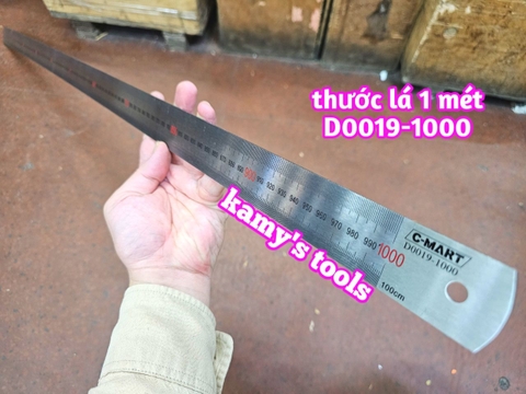 Thước lá inox 1m 1 mét 100cm 1000mm bản 35mm hệ inch và mét C-mart model D0019-1000