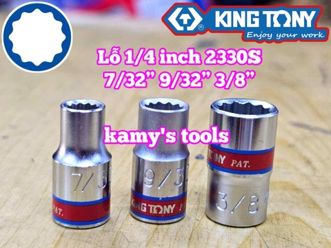Đầu tuýp hệ inch 12 cạnh 1/4 inch Kingtony cỡ 7/32” 9/32” 3/8” 233007S 233009S 233012S