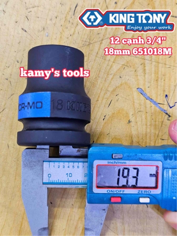 Đầu tuýp 3/4 inch 12 cạnh Kingtony 18mm 651018M