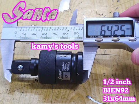 Đầu tuýp nối lắc léo đen gật gù xoay 360 độ Santa 1/2 inch dài 31x64mm BIEN92