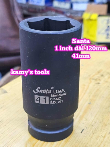 Đầu tuýp 1 inch đen dài 120mm lục giác Santa thép Cr-mo 36mm 38mm 41 mm 46mm 50mm IMX336 IMX338 IMX341 IMX346 IMX350