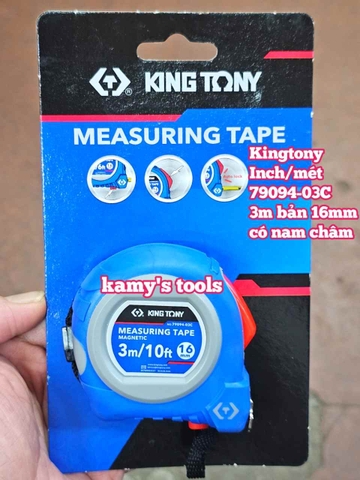 Thước cuộn thép 3m bản 16mm Kingtony model 79094-03C tự động khóa 2 hệ