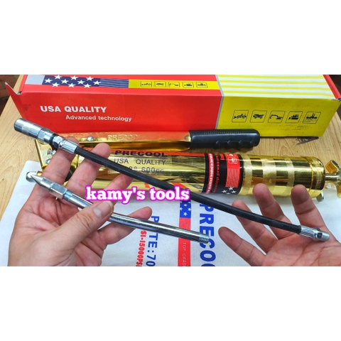 SÚNG BƠM MỠ PRECOOL 600CC 2 XY LANH T0828 (BƠM MỠ, SÚNG BƠM MỠ, TAY BƠM MỠ)