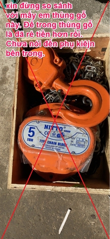 Pa lăng xích kéo tay Nitto 2 tấn 3m (3 mét) 5m (5 mét) model 20VP5 loại CB-II xích đóng logo G80 chính hãng cao cấp