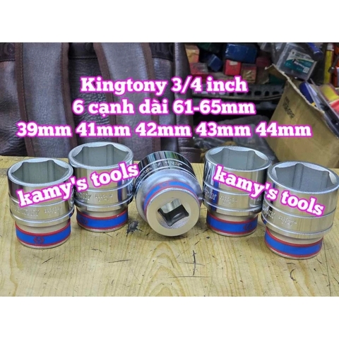 Đầu tuýp khẩu 3/4 inch 6 cạnh trắng Kingtony 39mm 41mm 42mm 43mm 44mm 633539M 633541M 633542M 633543M 633544M