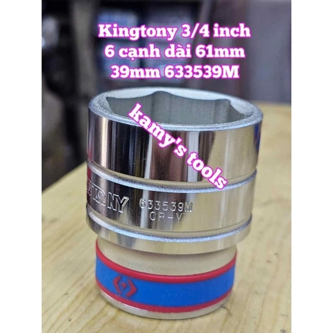 Đầu tuýp khẩu 3/4 inch 6 cạnh trắng Kingtony 39mm 41mm 42mm 43mm 44mm 633539M 633541M 633542M 633543M 633544M