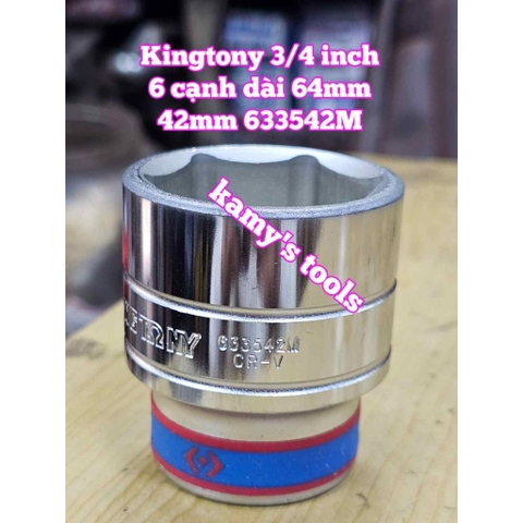 Đầu tuýp khẩu 3/4 inch 6 cạnh trắng Kingtony 39mm 41mm 42mm 43mm 44mm 633539M 633541M 633542M 633543M 633544M