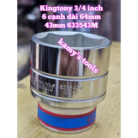 Đầu tuýp khẩu 3/4 inch 6 cạnh trắng Kingtony 39mm 41mm 42mm 43mm 44mm 633539M 633541M 633542M 633543M 633544M