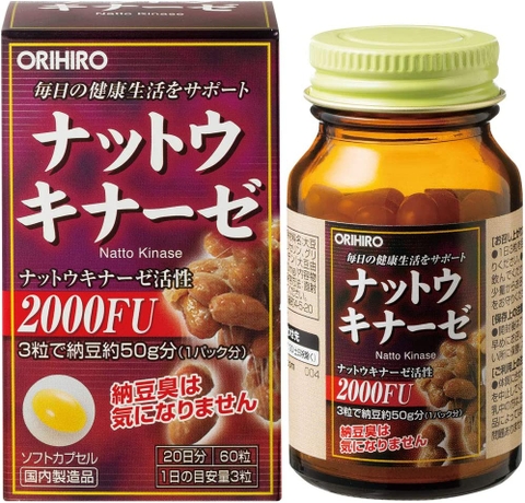 NattoKinase 2000FU Orihiro Nhật Bản - Lọ 60 viên