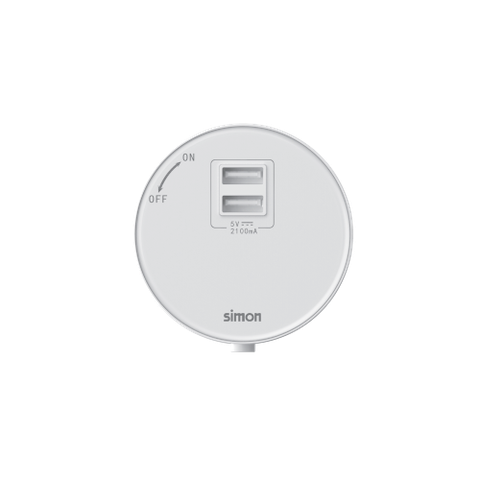 Ổ USB đôi DC 5V 2.1A Tròn màu trắng Simon Track Socket MTS1E722