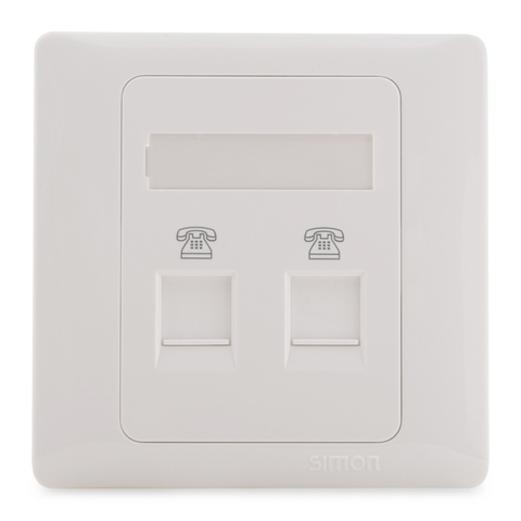 Ổ cắm điện thoại đôi vuông Simon chuẩn RJ11 Simon Series 50 55224