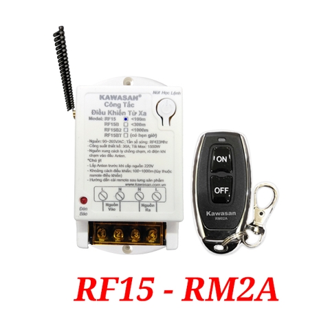 Bộ Công tắc điều khiển từ xa công suất cao 1500W (30A) Kawasan RF15-RM2A