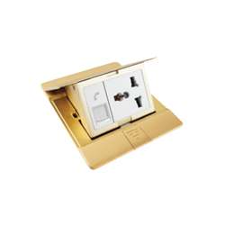 Bộ ổ cắm âm sàn gồm ổ cắm 3 chấu đa năng và ổ điện thoại Simon