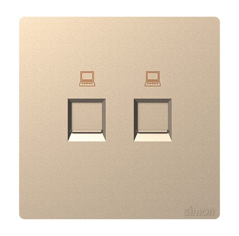 K3-Bộ ổ cắm mạng đôi(cat6) (champagne) Simon 575228-46