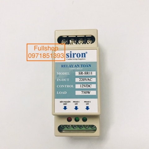 Rơ le an toàn 12V cho phao điện, relay an toàn dạng thanh ray gắn tường, tủ điên Siron SR-SR11
