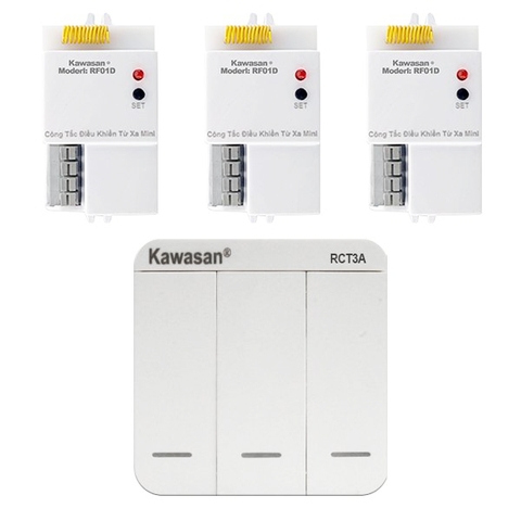 Bản sao của Bộ công tắc đôi không dây điều khiển 3 thiết bị điện từ xa Kawasan RCT3A-3RF01D